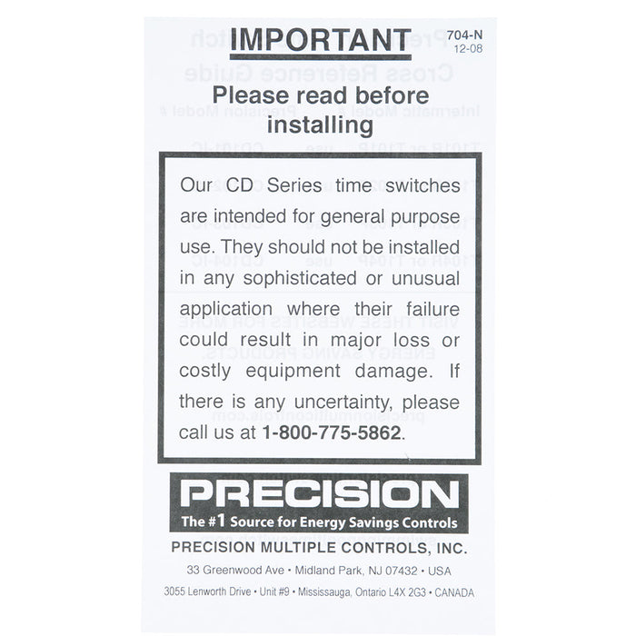 Precision Time Switch Mechanism Only (CD101M)