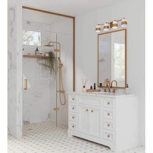 Progress Lighting Haven Collection Four-Light Bath And Vanity Fixture Vintage Brass (P300445-163)