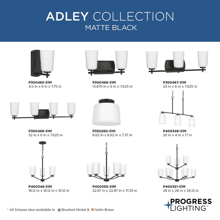 Progress Lighting Adley Collection Three-Light Bath And Vanity Fixture Matte Black (P300467-31M)