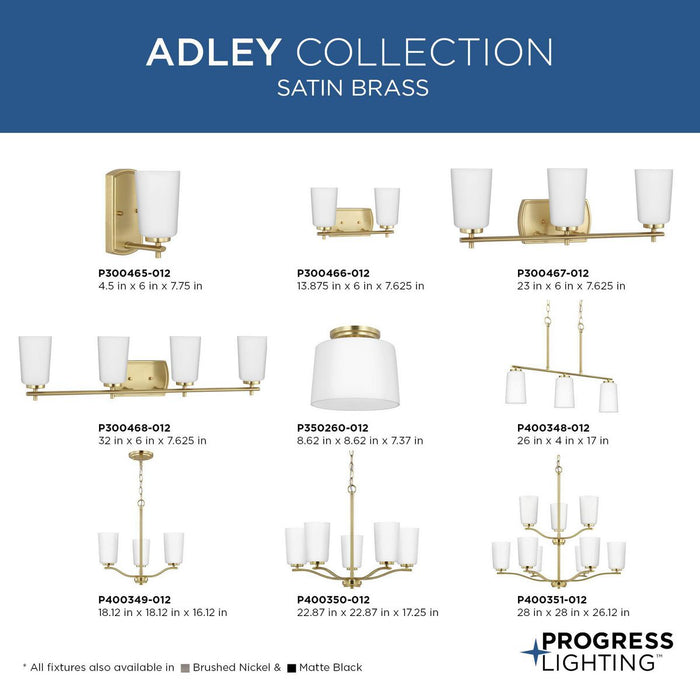 Progress Lighting Adley Collection Two-Light Bath And Vanity Fixture Satin Brass (P300466-012)