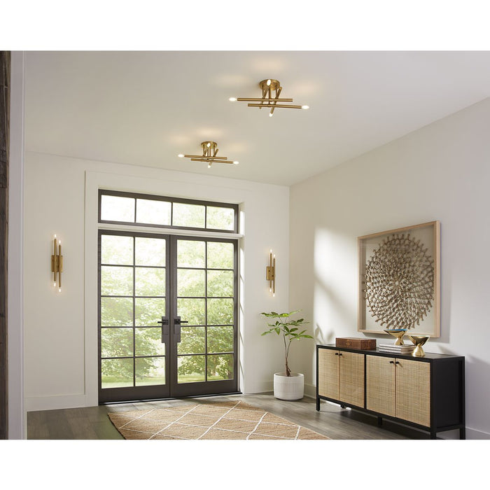 Progress Lighting Arya Collection Four-Light Semi-Flush Close-To-Ceiling Fixture Brushed Gold (P350257-191)