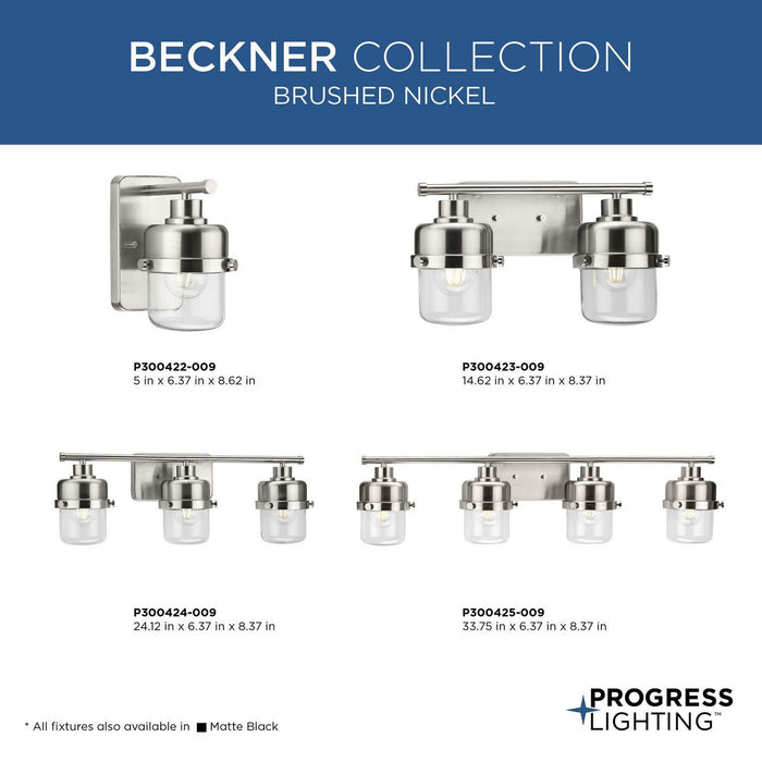 Progress Lighting Beckner Collection Three-Light Bath And Vanity Fixture Brushed Nickel (P300424-009)