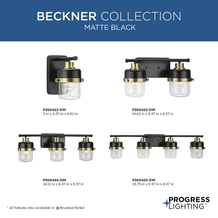 Progress Lighting Beckner Collection One-Light Bath And Vanity Fixture Matte Black (P300422-31M)