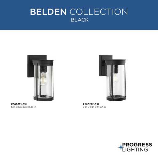 Progress Lighting Belden Collection One-Light Wall Lantern Outdoor Fixture Black (P560271-031)