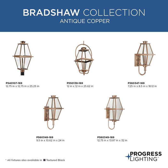 Progress Lighting Bradshaw Collection One-Light Post Lantern Outdoor Fixture Antique Copper (Painted) (P540107-169)