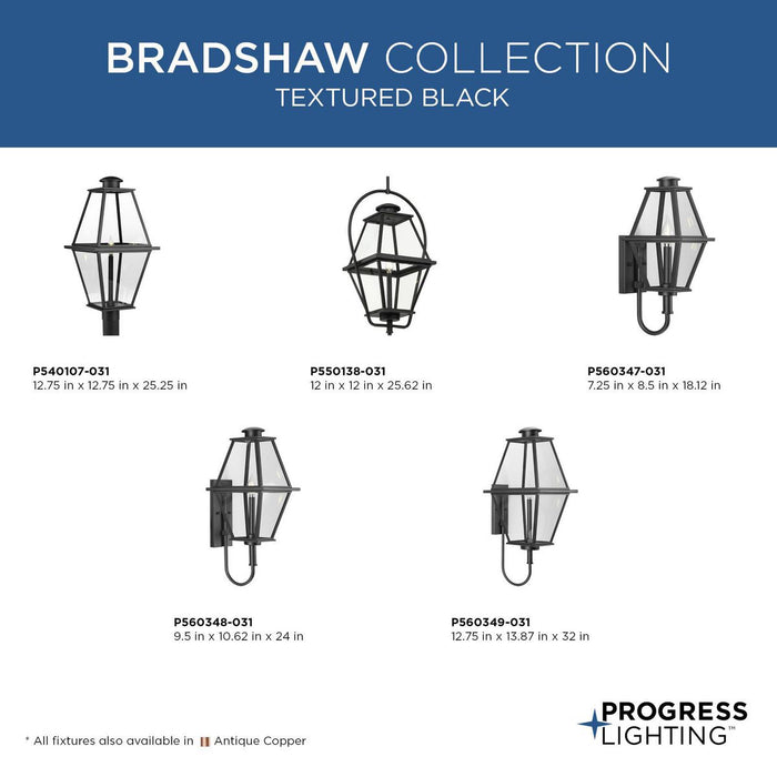 Progress Lighting Bradshaw Collection One-Light Wall Lantern Outdoor Fixture Black (P560349-031)