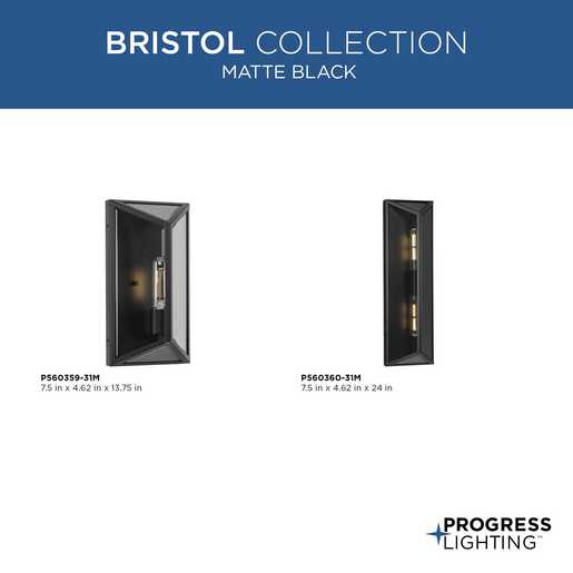 Progress Lighting Bristol Collection One-Light Wall Lantern Outdoor Fixture Matte Black (P560360-31M)