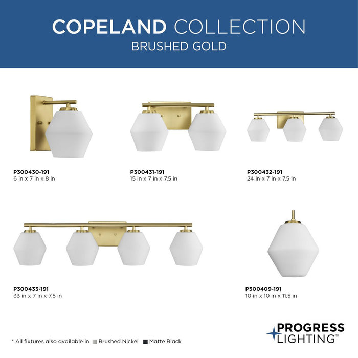 Progress Lighting Copeland Collection Three-Light Bath And Vanity Fixture Brushed Gold (P300432-191)