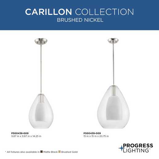 Progress Lighting Carillon Collection One-Light Pendant Brushed Nickel (P500438-009)