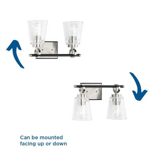 Progress Lighting Cassell Collection Two-Light Bath And Vanity Fixture Brushed Nickel (P300481-009)