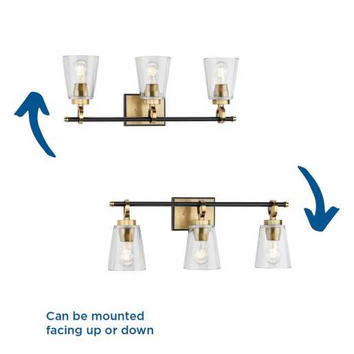 Progress Lighting Cassell Collection Three-Light Bath And Vanity Fixture Vintage Brass (P300482-163)