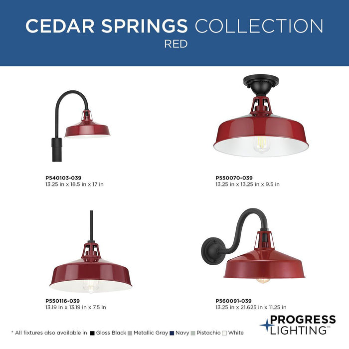 Progress Lighting Cedar Springs Collection One-Light Post Lantern Outdoor Fixture Red (P540103-039)