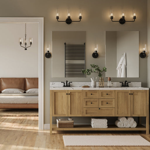 Progress Lighting 94300541031 Celino Collection 3-Light Bath And Vanity Fixture Black With Clear Glass Shades (P300541-031)
