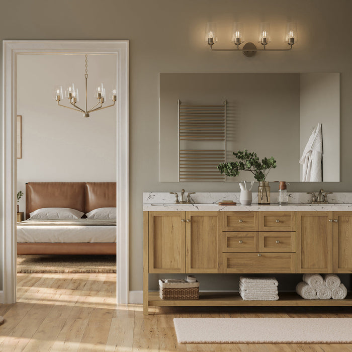 Progress Lighting 94300542009 Celino Collection 4-Light Bath And Vanity Fixture Brushed Nickel With Clear Glass Shades (P300542-009)