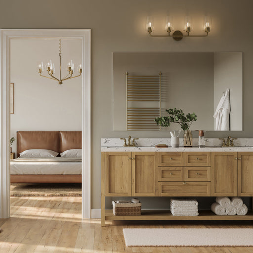 Progress Lighting 94300542177 Celino Collection 4-Light Bath And Vanity Fixture Champagne Bronze With Clear Glass Shades (P300542-177)