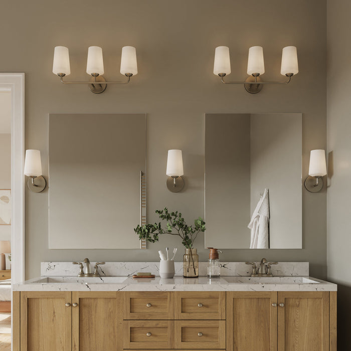 Progress Lighting 94300544009 Celino Collection 3-Light Bath And Vanity Fixture Brushed Nickel With White Glass Shades (P300544-009)