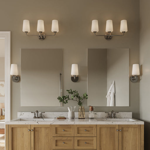 Progress Lighting 94300544015 Celino Collection 3-Light Bath And Vanity Fixture Polished Chrome With White Glass Shades (P300544-015)
