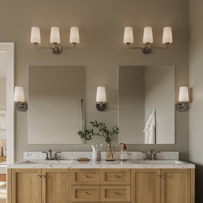 Progress Lighting 94300544015 Celino Collection 3-Light Bath And Vanity Fixture Polished Chrome With White Glass Shades (P300544-015)