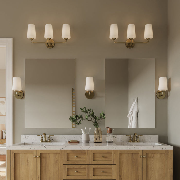 Progress Lighting 94710149177 Celino Collection 1-Light Wall Sconce Champagne Bronze With White Glass Shade (P710149-177)