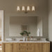 Progress Lighting 94300545009 Celino Collection 4-Light Bath And Vanity Fixture Brushed Nickel With White Glass Shades (P300545-009)