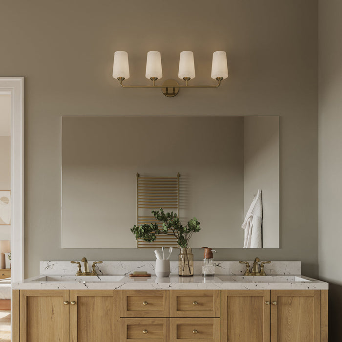 Progress Lighting 94300545177 Celino Collection 4-Light Bath And Vanity Fixture Champagne Bronze With White Glass Shades (P300545-177)