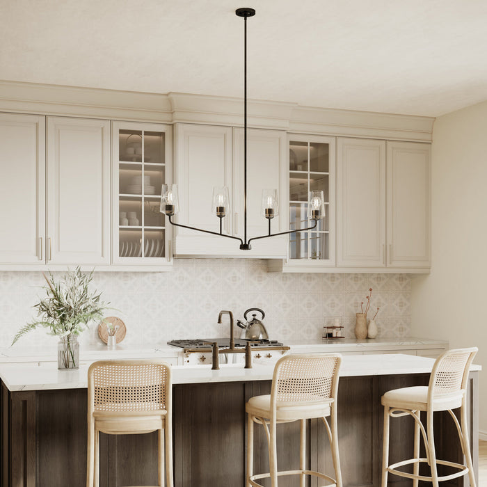 Progress Lighting 94400441031 Celino Collection 4-Light Linear Chandelier Black With Clear Glass Shades (P400441-031)
