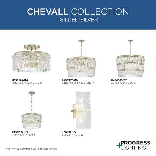 Progress Lighting Chevall Collection Two-Light Semi-Flush Close-To-Ceiling Fixture Gilded Silver (P350268-176)