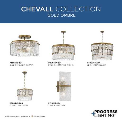 Progress Lighting Chevall Collection Nine-Light Chandelier Gold Ombre (P400368-204)