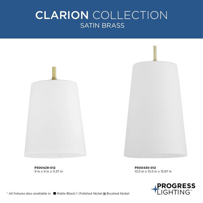 Progress Lighting Clarion Collection One-Light Pendant Satin Brass (P500429-012)