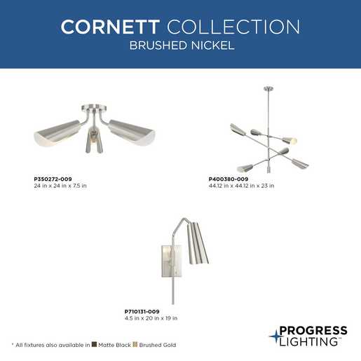 Progress Lighting Cornett Collection Six-Light Chandelier Brushed Nickel (P400380-009)