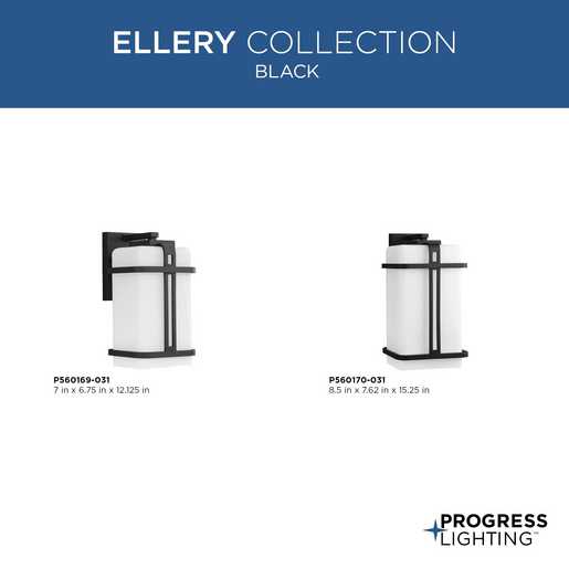 Progress Lighting Ellery Collection One-Light Wall Lantern Outdoor Fixture Black (P560169-031)