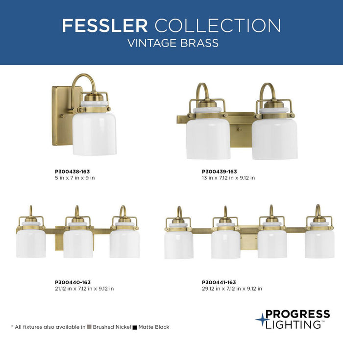 Progress Lighting Fessler Collection Three-Light Bath And Vanity Fixture Vintage Brass (P300440-163)