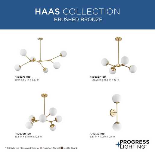 Progress Lighting Haas Collection Six-Light Chandelier Brushed Bronze (P400378-109)