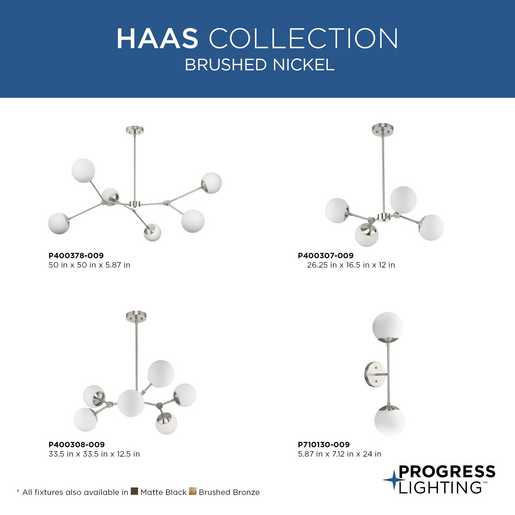 Progress Lighting Haas Collection Two-Light Wall Bracket Fixture Brushed Nickel (P710130-009)