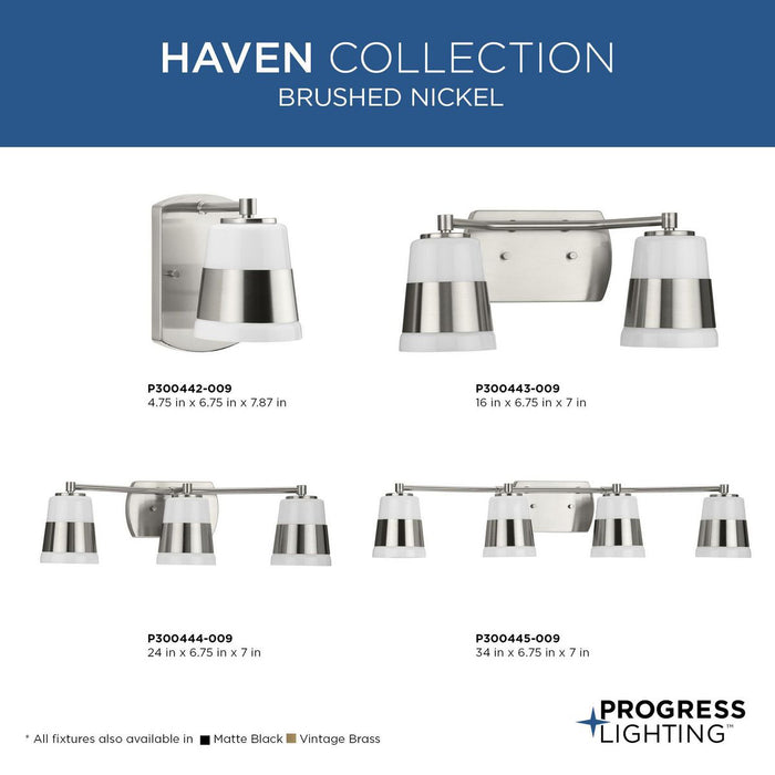 Progress Lighting Haven Collection One-Light Bath And Vanity Fixture Brushed Nickel (P300442-009)