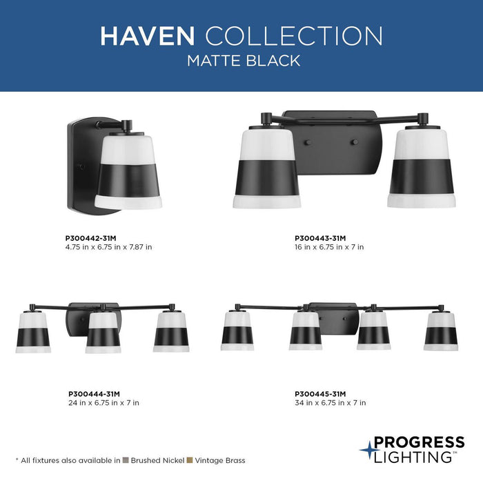 Progress Lighting Haven Collection One-Light Bath And Vanity Fixture Matte Black (P300442-31M)