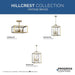 Progress Lighting Hillcrest Collection Four-Light Semi-Flush Close-To-Ceiling Fixture Vintage Brass (P350264-163)
