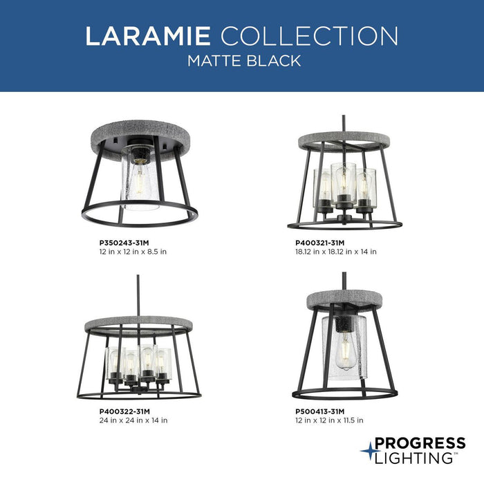 Progress Lighting Laramie Collection Three-Light Chandelier Matte Black (P400321-31M)