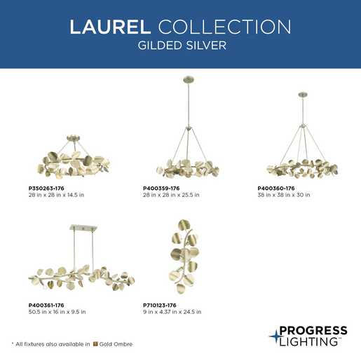 Progress Lighting Laurel Collection Four-Light Wall Bracket Fixture Gilded Silver (P710123-176)