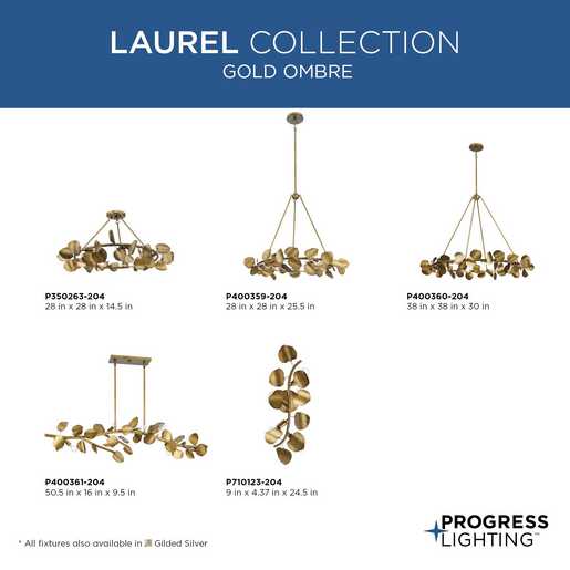 Progress Lighting Laurel Collection Four-Light Wall Bracket Fixture Gold Ombre (P710123-204)
