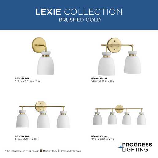 Progress Lighting Lexie Collection One-Light Bath And Vanity Fixture Brushed Gold (P300484-191)