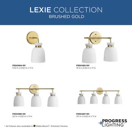 Progress Lighting Lexie Collection Two-Light Bath And Vanity Fixture Brushed Gold (P300485-191)