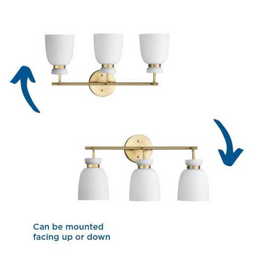 Progress Lighting Lexie Collection Three-Light Bath And Vanity Fixture Brushed Gold (P300486-191)