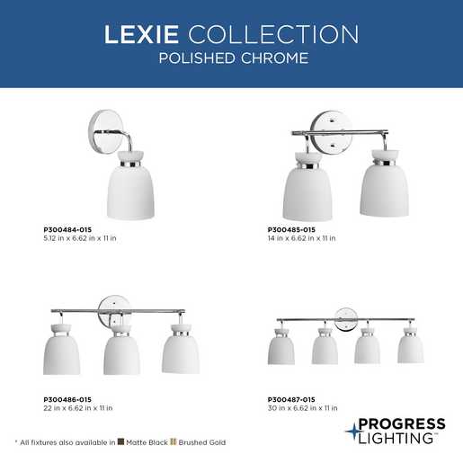 Progress Lighting Lexie Collection Two-Light Bath And Vanity Fixture Polished Chrome (P300485-015)