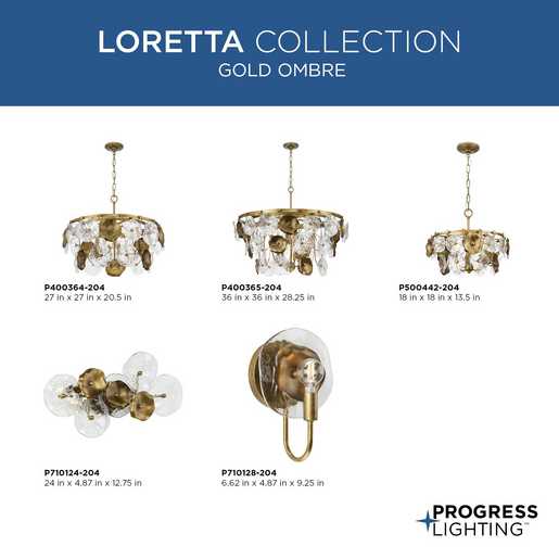 Progress Lighting Loretta Collection Four-Light Wall Sconce Gold Ombre (P710124-204)