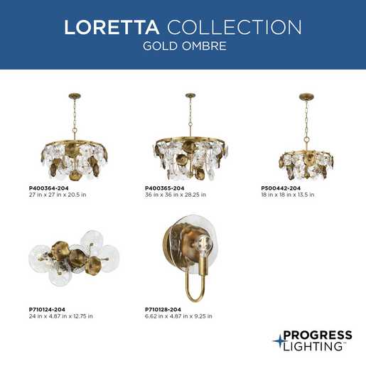 Progress Lighting Loretta Collection Three-Light Pendant Gold Ombre (P500442-204)