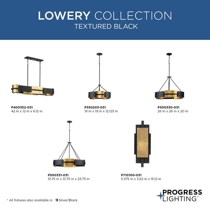 Progress Lighting Lowery Collection Four-Light Linear Chandelier Black (P400352-031)