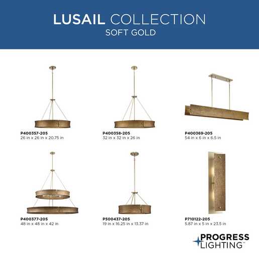 Progress Lighting Lusail Collection Six-Light Chandelier Soft Gold (P400358-205)