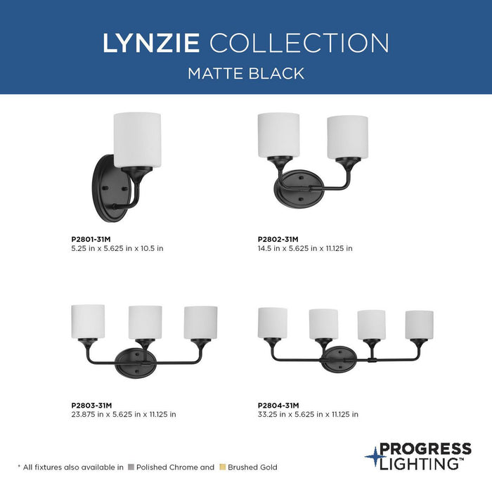 Progress Lighting Lynzie Collection Three-Light Bath And Vanity Fixture Matte Black (P2803-31M)