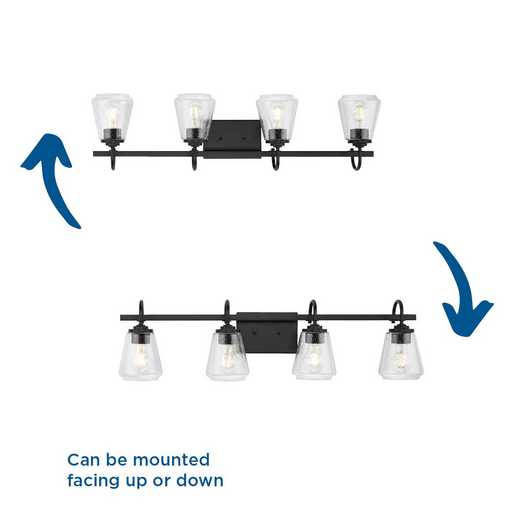 Progress Lighting Martenne Collection Four-Light Bath And Vanity Fixture Matte Black (P300475-31M)